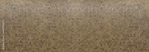 texture of brown vintage mosaic tile wall for background
