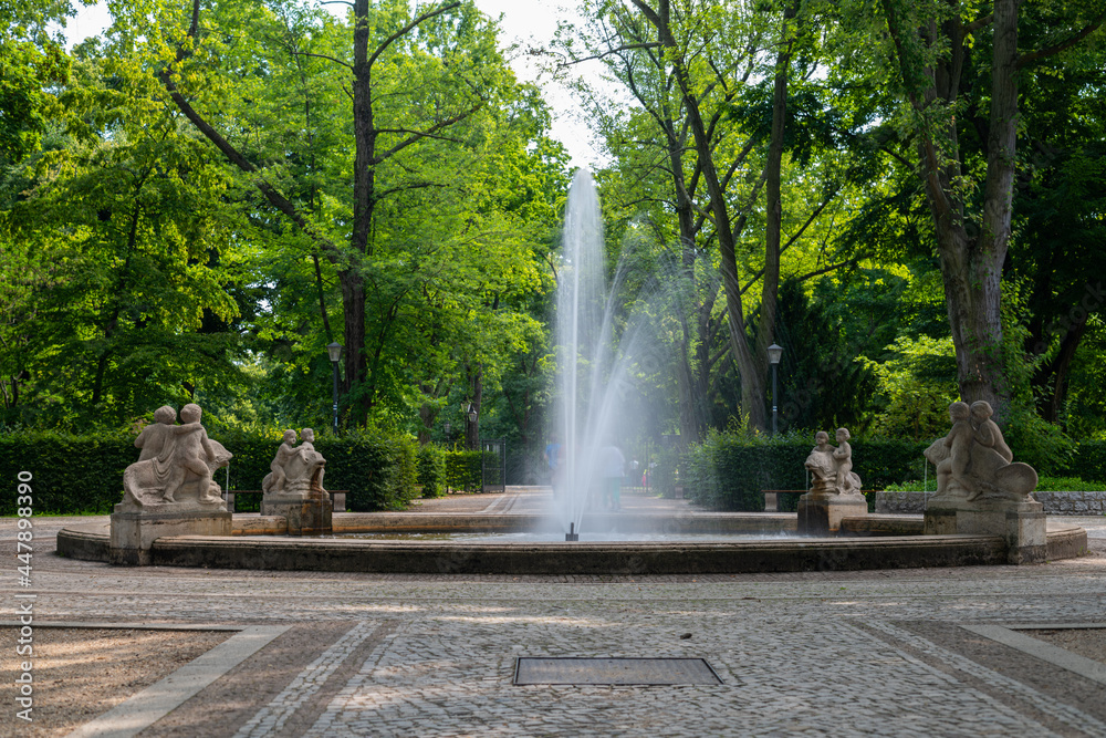 07/27/2021 Berlin, Germany: Wonderful fountains in the Volkspark  Friedrichshain