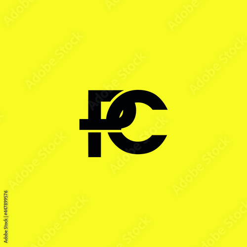 PC CP letter logo vector design with yellow color background
