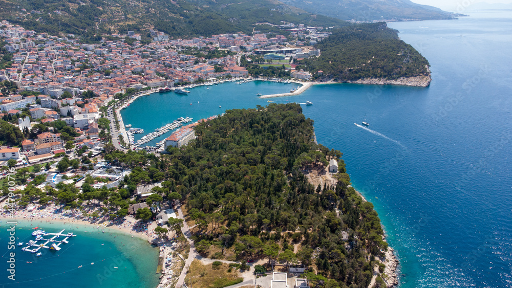 Croatian coast and a city with a beach