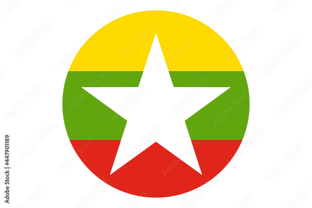Circle flag vector of Myanmar on white background. Circle flag vector of Myanmar on white background.