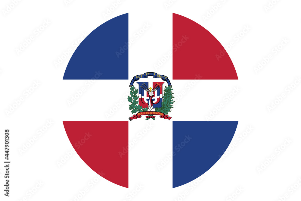 Circle flag vector of Dominican Republic on white background. - obrazy, fototapety, plakaty 