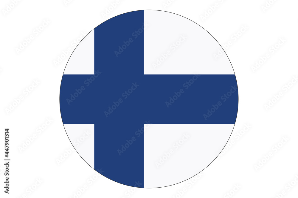 Circle flag vector of Finland on white background.