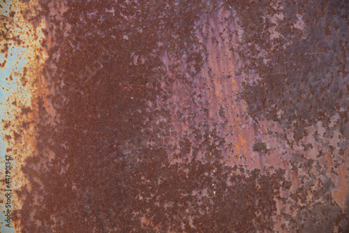 Rusty iron. The texture of the old rusty metal sheet. Closeup. © kishivan