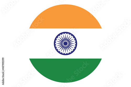 Circle flag vector of India on white background.