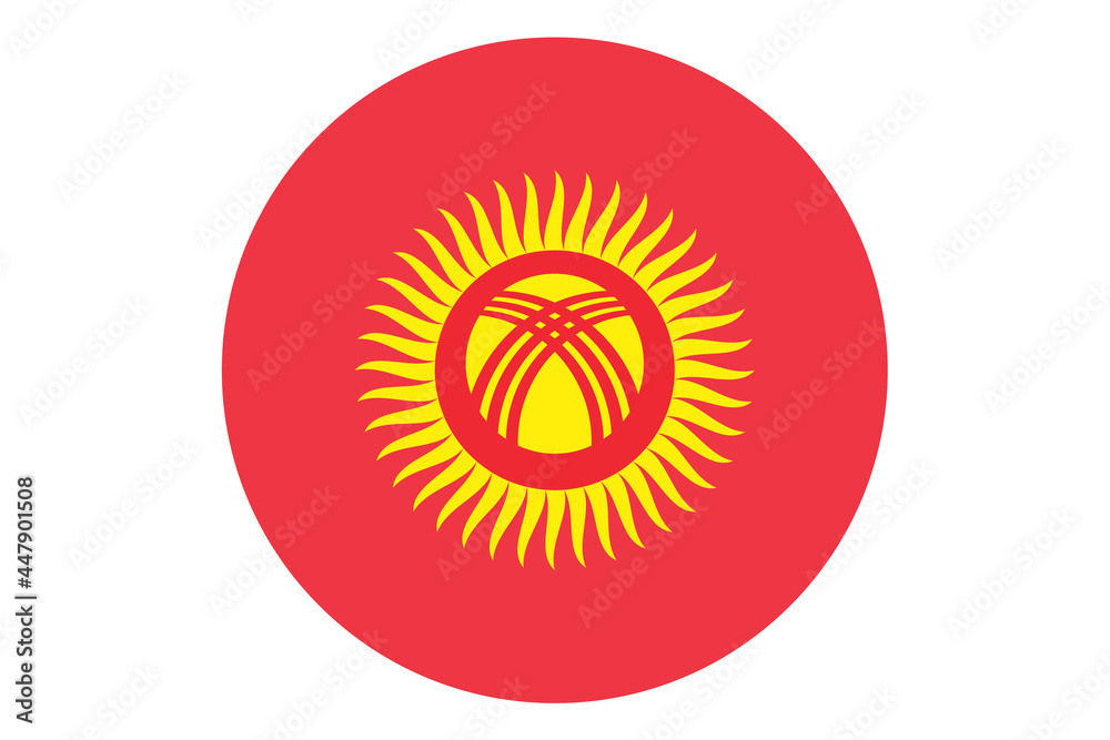 Circle flag vector of Kyrgyzstan on white background. Circle flag vector of Kyrgyzstan on white background.