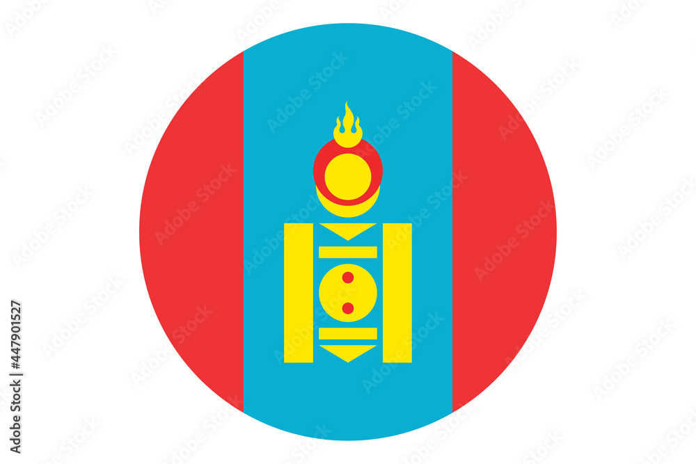 Circle flag vector of Mongolia on white background. Circle flag vector of Mongolia on white background.