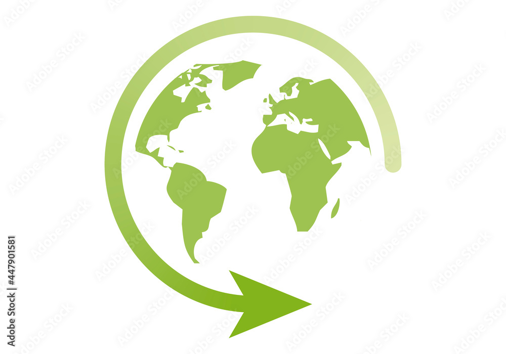 Icono de mapa mundi verde por la ecología.