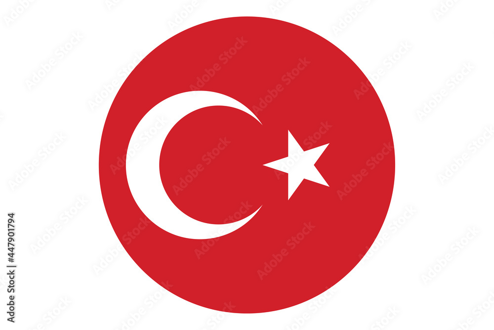 Circle flag vector of Turkey on white background. Circle flag vector of Turkey on white background.