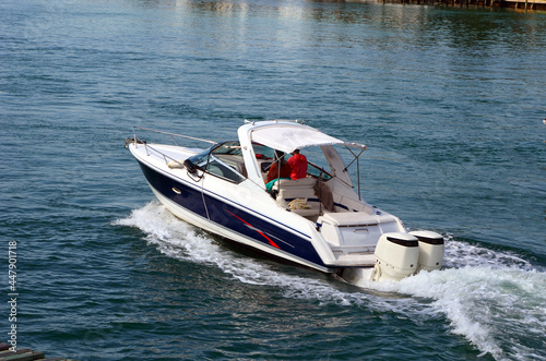 High-end motor boat on the FloridaIntra-Coastal Waterway