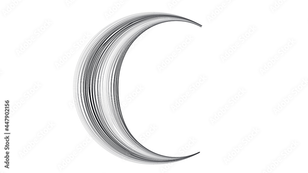 Lines in Semi Circle Form . Vector Illustration .Technology round. Moon Logo . Design element . Abstract Geometric shape . Lines in Semi Circle Form . Vector Illustration .Technology round. Moon Logo . Design element . Abstract Geometric shape .