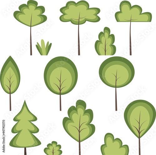 Collection of trees on white background. nature or healthy. 