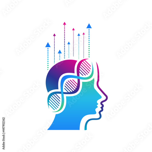 Human cognition brain and DNA logo design