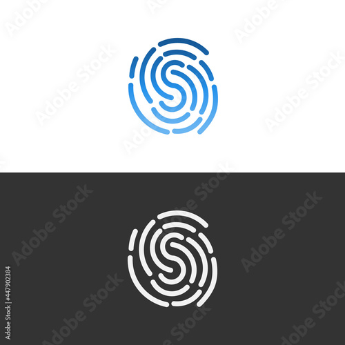 Vector round icon fingerprint logo