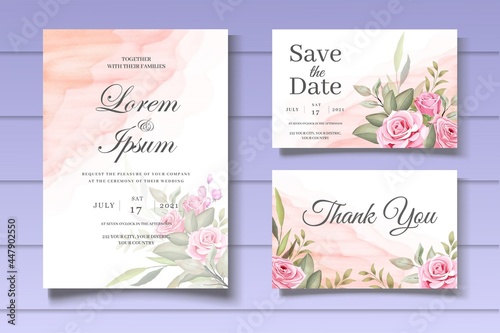 Beautiful floral wedding invitation card template