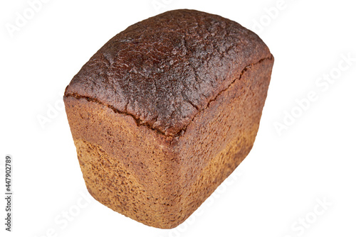 Dark rye bread with isolated on white background.