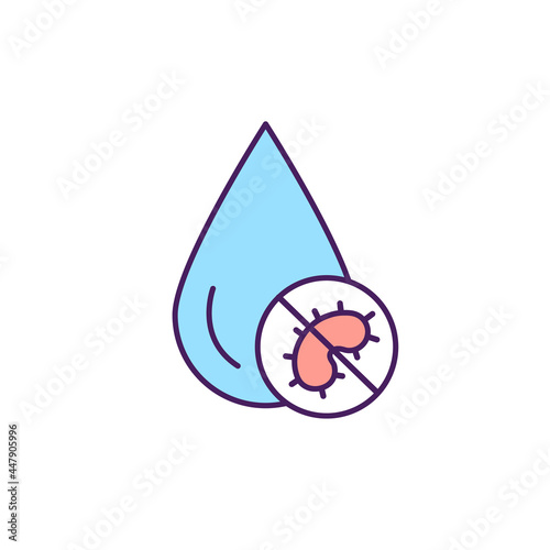 Hygiene promotion RGB color icon. Humanitarian aid and disease outbreak response. Disinfection, ionization, water purification. Isolated vector illustration. Simple filled line drawing