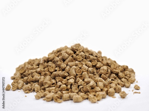 food isolated on white Soybean hulled pellets on white background