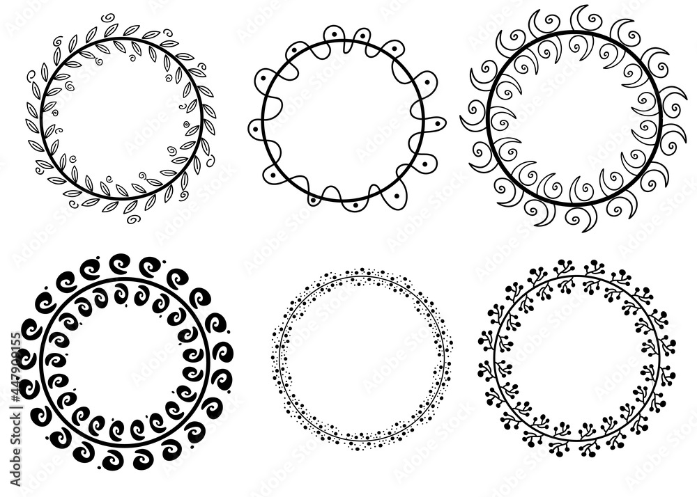 Line frames. Flower frame. Simple frame with leaves