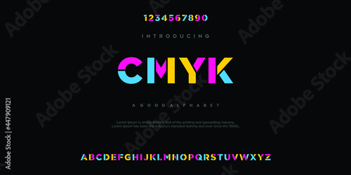 Modern abstract digital alphabet font. Minimal technology typography, Creative urban sport fashion futuristic font and with numbers. vector illustration