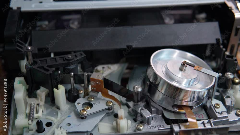 Video cassette inside the VCR. Selective focus, the concept of technologies. Retro style Video cassette inside the VCR. Selective focus, the concept of technologies. Retro style