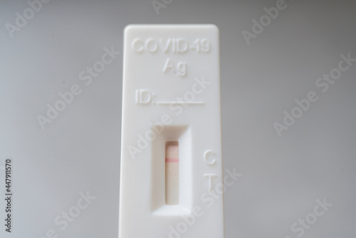 Negative test result showing by rapid test device for COVID-19, novel coronavirus 2019 found in Wuhan, China.  (ID: 447911570)