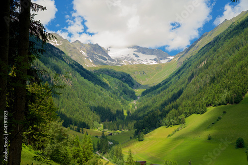 Panoramic view over the high alpine valley of Mühlwald South Tirol