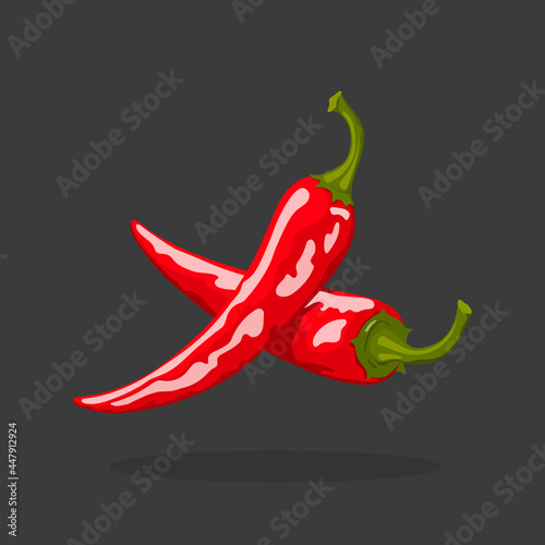 Chili peppers icon. Isolated red paprika. Cartoon mexican food. Hot spice for restaurant menu. Cooking ingredient for salsa sauce