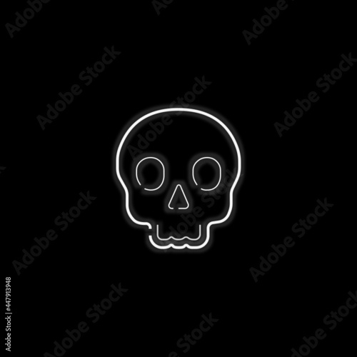 Skull emoji glowing neon vector illustration