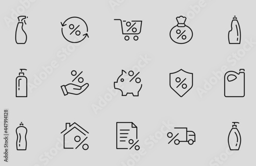 Credit Set Vector Line Icons Contains Icons of Percentage, Investment, Piggy Bank Percentage, Rates, Loan Interest, Business and more. Editable stroke, isolated icons