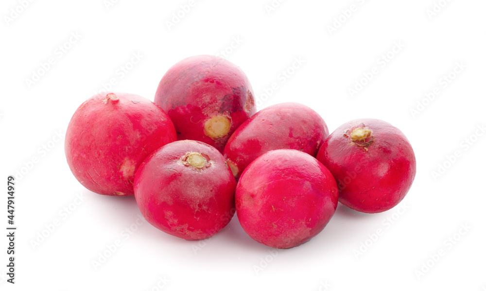 Small garden radish isolated on white background