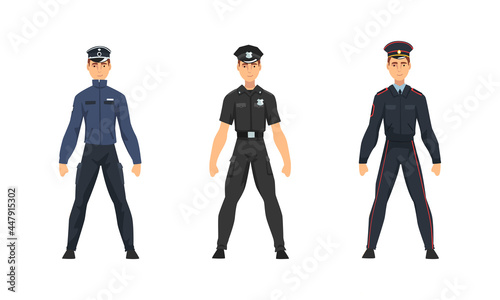 Police Officer from Around the World Wearing Uniform Vector Set