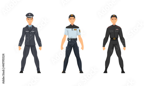 Police Officer from Around the World Wearing Uniform Vector Set