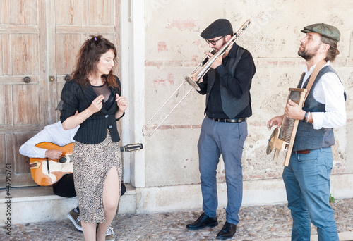 Photography A jazz band playing and singing in the street
