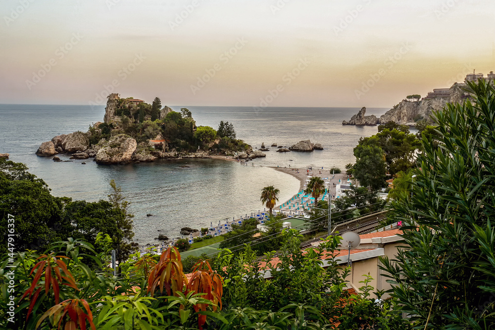 View on island Bella ( Beautiful)next to Taormina East coast of Sicily