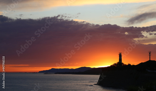 Beautiful sunset in the evening over the sea