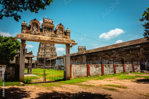 The Great Ekambareswarar Temple, Earth Linga Kanchipuram, Tamil Nadu, South India - Religion and Worship scenario image. The Famous Hindu God Temple, Indias Best Tourism Place photo