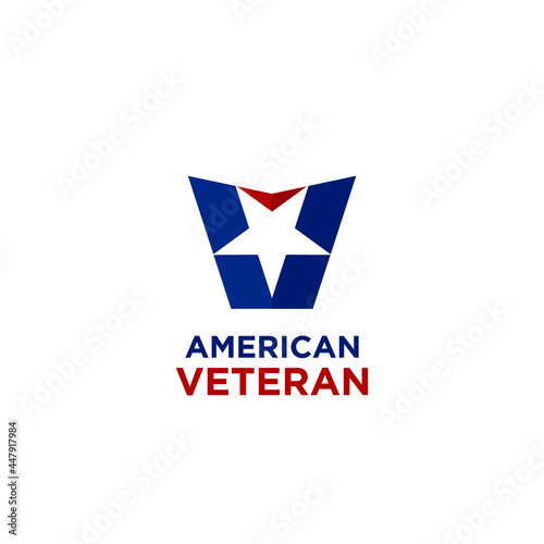 American Veteran Logo Design. Letter V and Star Icon. Vector Illustration.
