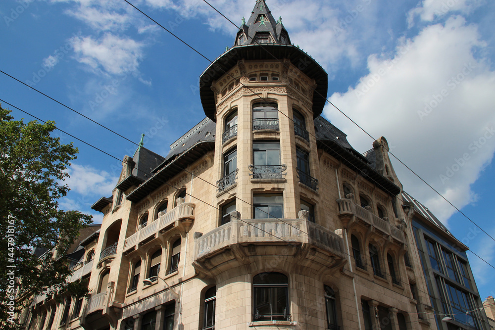art nouveau building (former bank) in nancy in lorraine (france) 