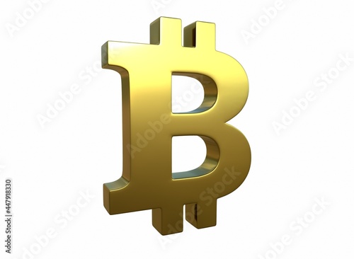 A golden bitcoin sign with scratches 3d-rendering