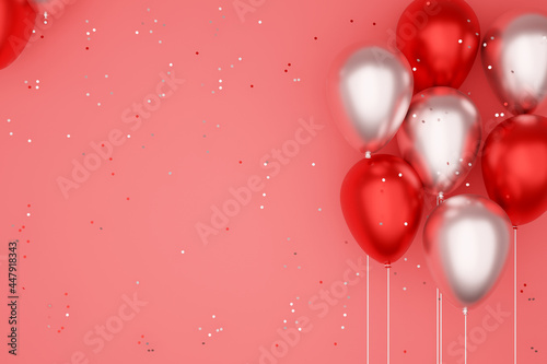 balloons of red color, on a black background.3D illustration.