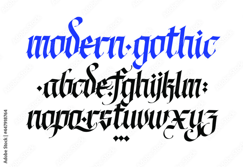 Gothic. Vector. Lowercase letters on a white background. Beautiful and ...