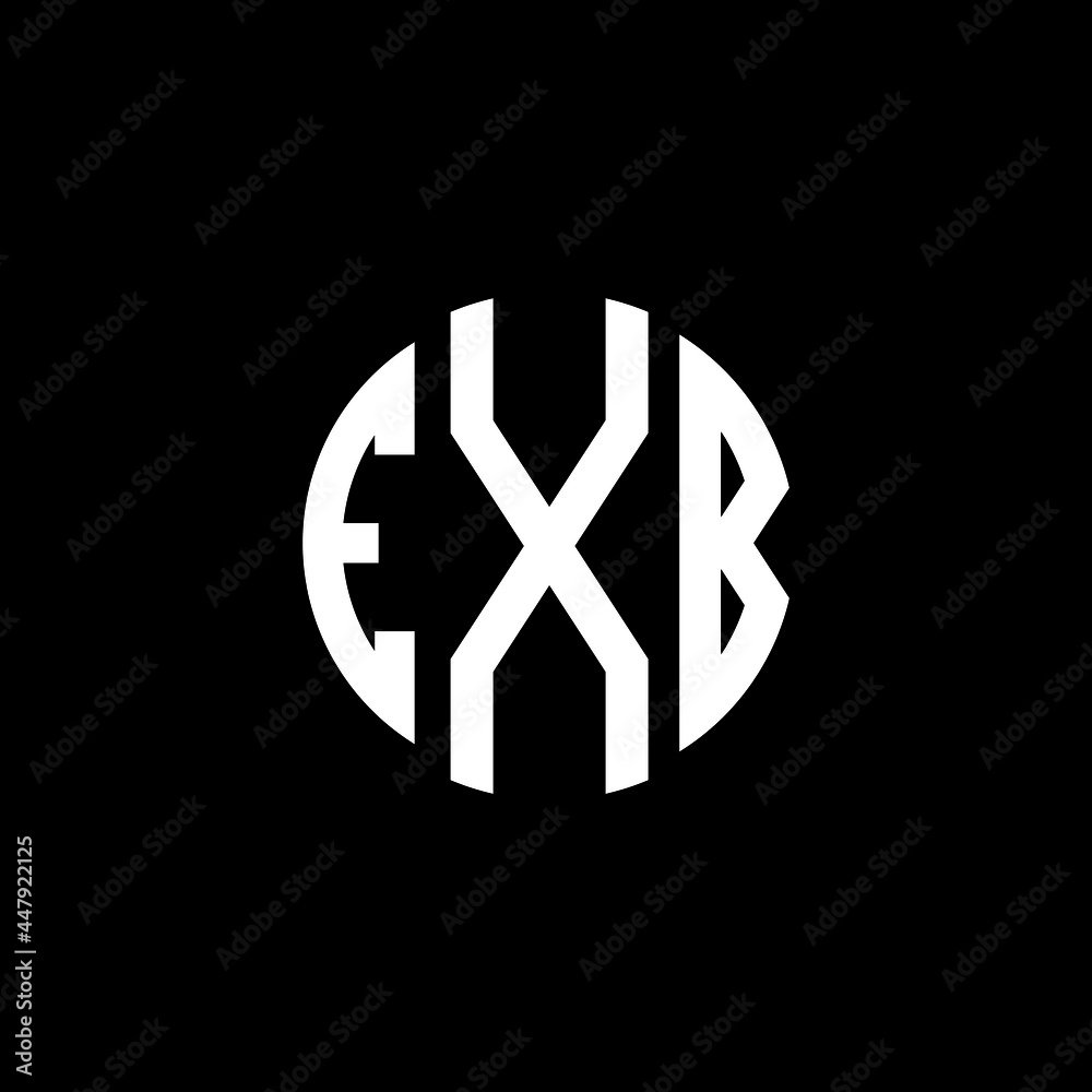 EXB letter logo design. EXB letter in circle shape. EXB Creative three ...