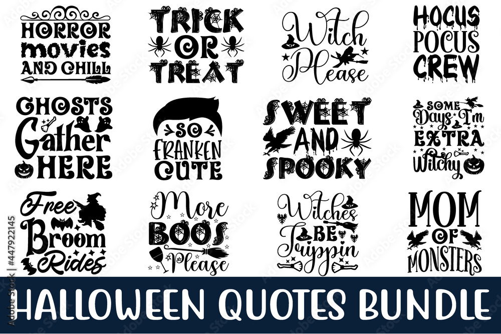 Halloween t-shirt designs bundle of 44 vector images