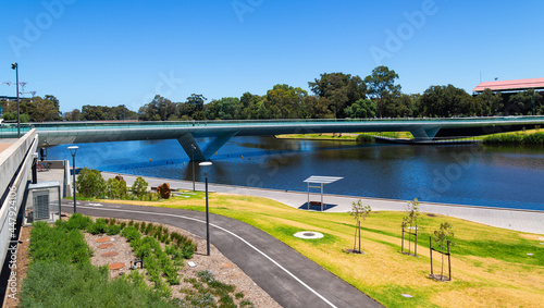 River Torrens and River Torrens Footbridge, North Adelaide, Australia photo