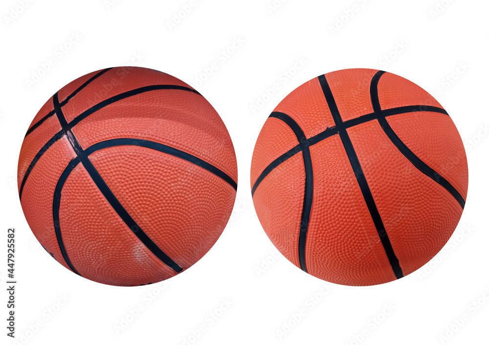 Two new basketball isolated on white background for stock photo, match play, team, sport equipment
