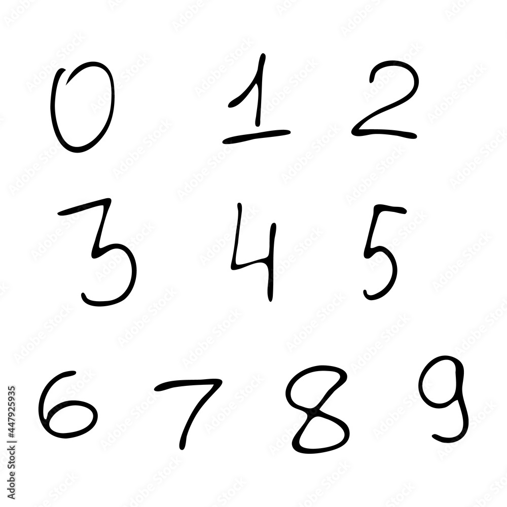 Doodle image of numbers. Hand-drawn image for various designs. Doodle image of numbers. Hand-drawn image for various designs.