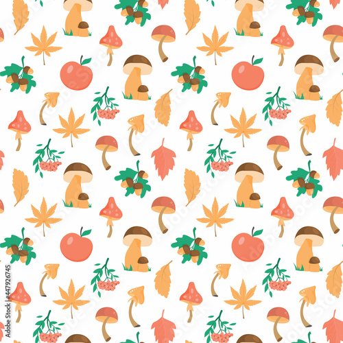 Seamless pattern with autumn nature