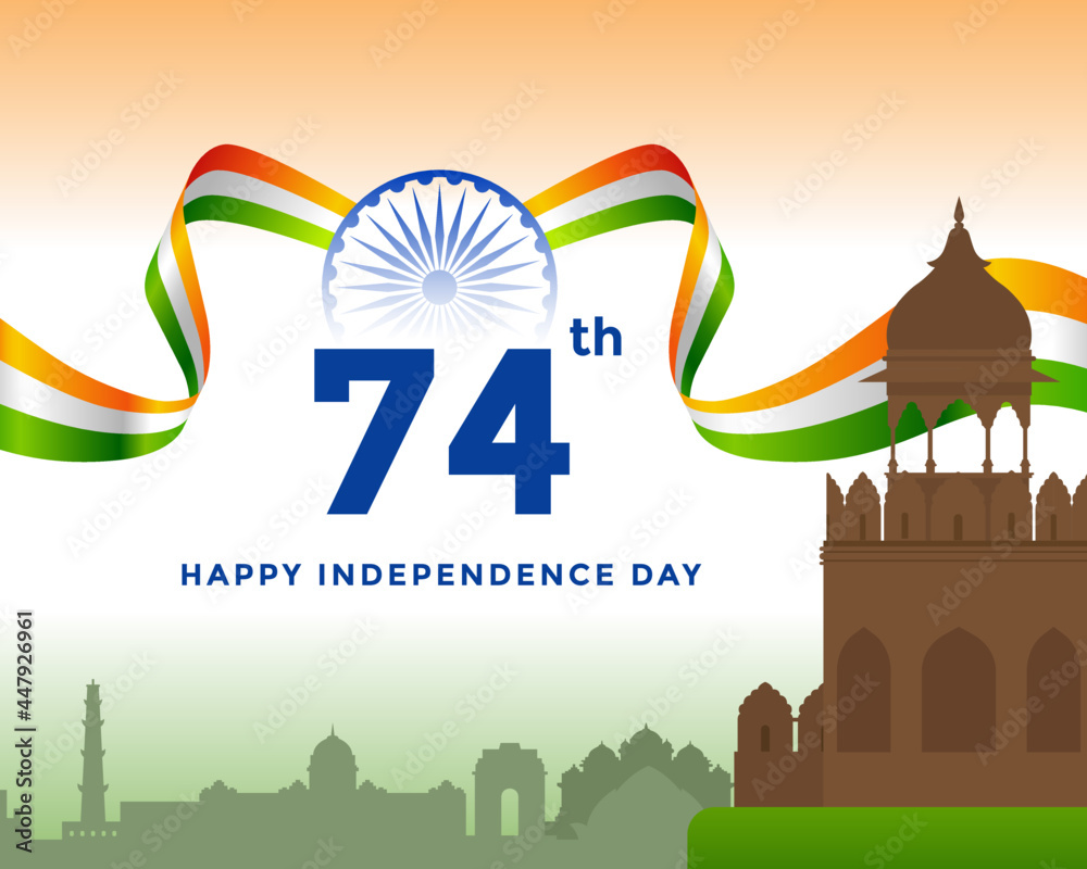 74th Independence day of India greeting with tricolor Indian flag ...