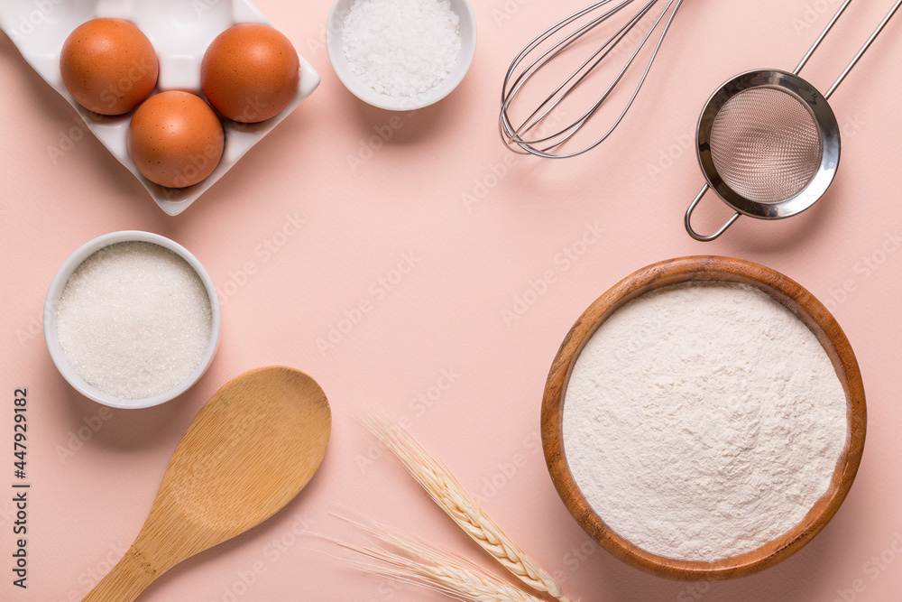 Baking or cooking background. Ingredients, kitchen items for baking. Baking or cooking background. Ingredients, kitchen items for baking.